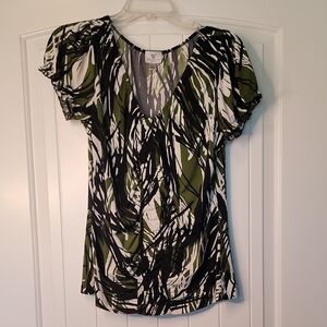 Green and Black Patterned Top